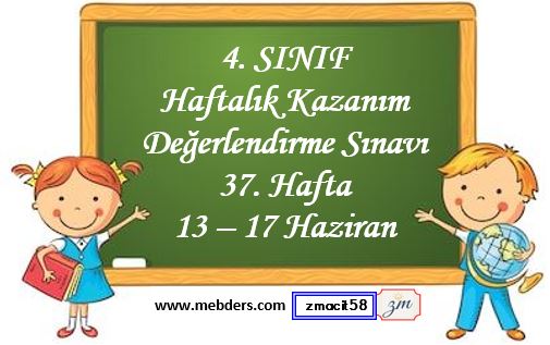 4. Sınıf Haftalık Değerlendirme Testi 37. Hafta (13 - 17 Haziran )